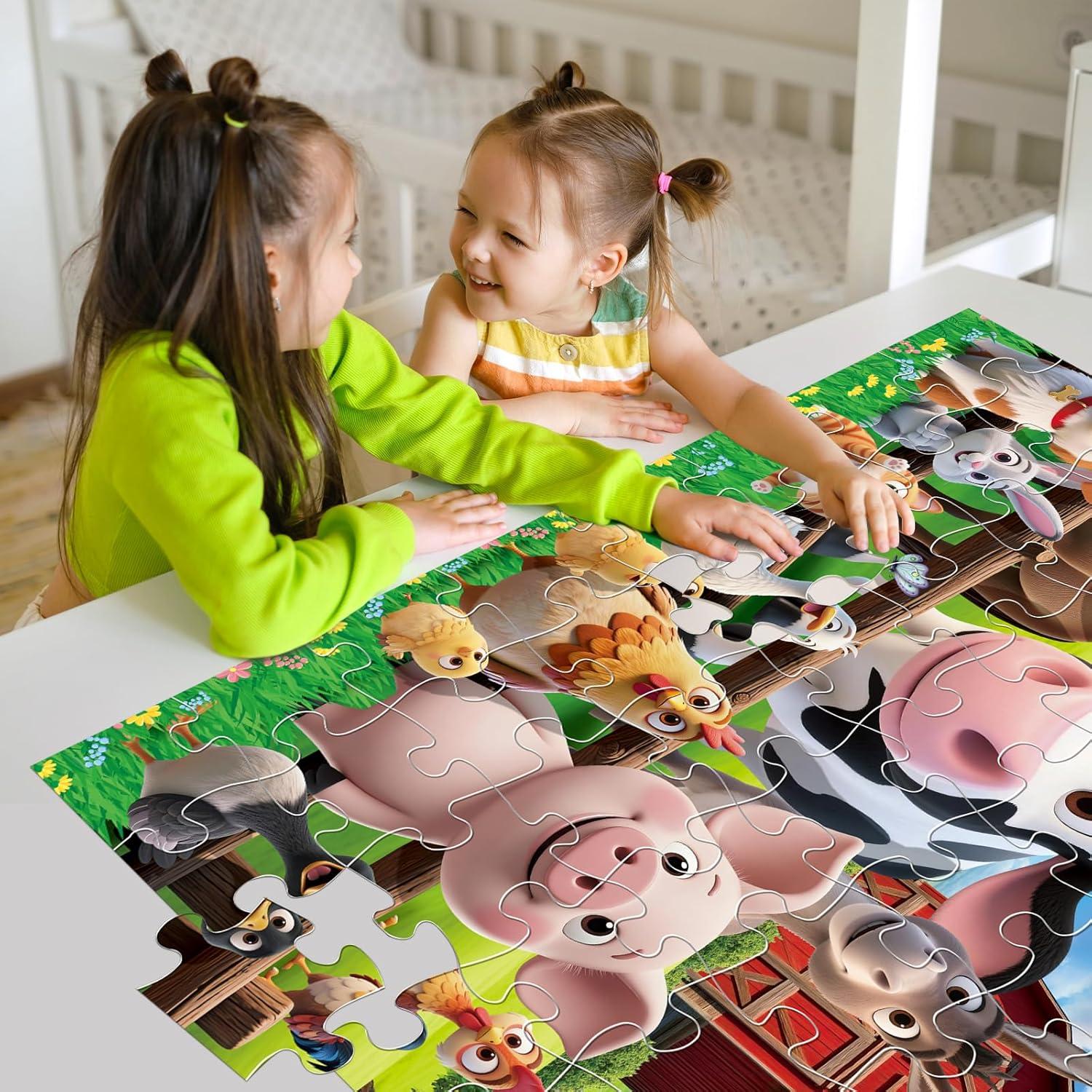 imageJumbo Floor Puzzle for Kids Ages 4648 Piece Cartoon Dinosaur Large Jigsaw PuzzlesLearning Toys for Toddlers Ages 35Children Homeschool Educational Easter Gift for Boy Girl Ages 48Poultry