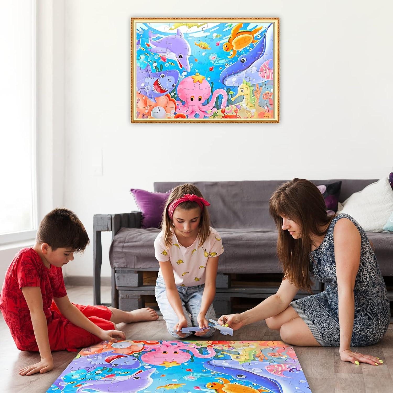 imageJumbo Floor Puzzle for Kids Dinosaur Jigsaw Large Puzzles 48 Piece Ages 36 for Toddler Children Learning Preschool Educational Intellectual Development Toys 48 Years Old Easter Gift for Boy and GirlUnderwater