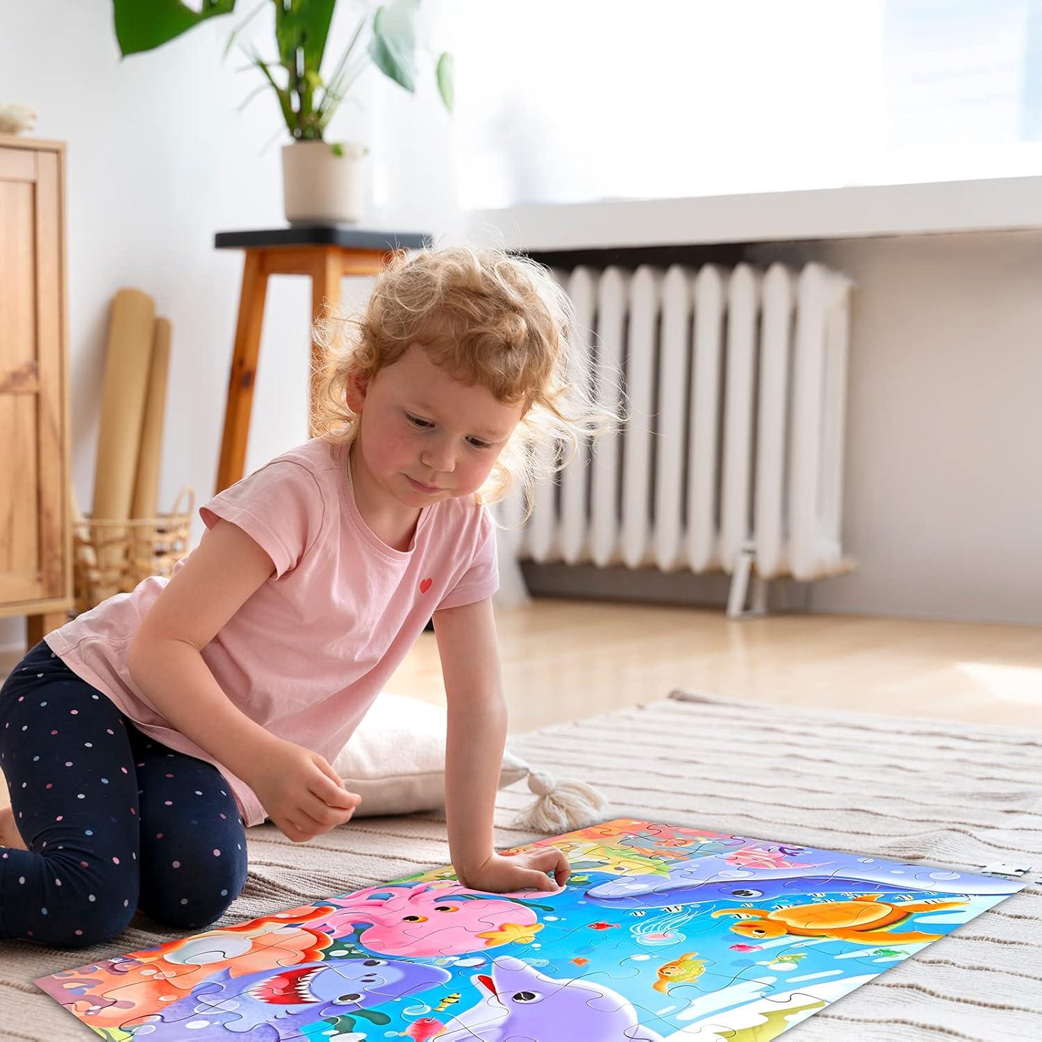 imageJumbo Floor Puzzle for Kids Dinosaur Jigsaw Large Puzzles 48 Piece Ages 36 for Toddler Children Learning Preschool Educational Intellectual Development Toys 48 Years Old Easter Gift for Boy and GirlUnderwater