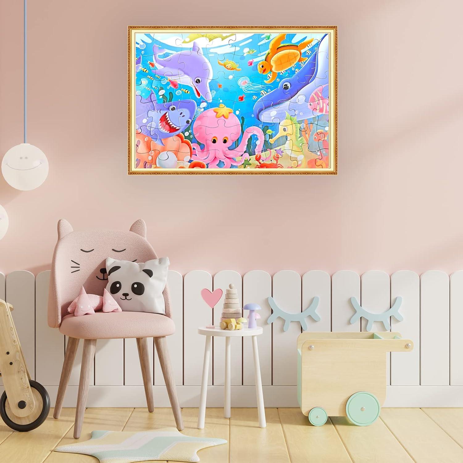 imageJumbo Floor Puzzle for Kids Dinosaur Jigsaw Large Puzzles 48 Piece Ages 36 for Toddler Children Learning Preschool Educational Intellectual Development Toys 48 Years Old Easter Gift for Boy and GirlUnderwater