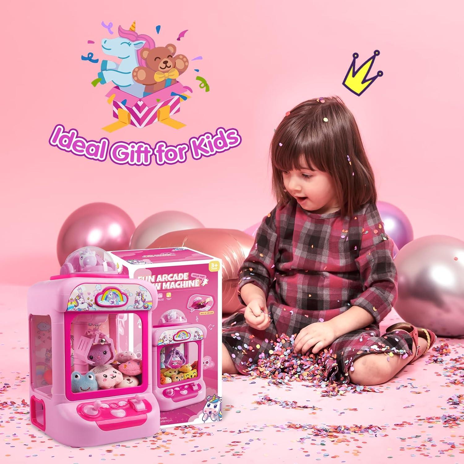 imageTingingYuli Claw Machine for KidsUnicorn Mini Vending Machines Candy Grabber Prize Dispenser Toys for GirlsElectronic Arcade Game with 20 Mini Plush Toys for Christmas Easter Birthday GiftsUnicorn