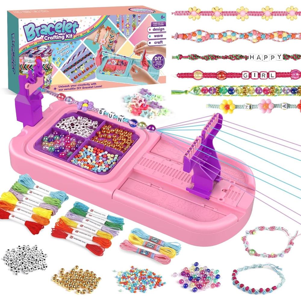 imageIFLOVE Arts and Crafts for Kids Ages 812Friendship Bracelet Making Kit for GirlDIY Arts and Crafts Maker for KidsJewelry Making Kit Christmas Gifts for Ages 6 7 8 9 10 11 12 Year Old Rosepinkpurple