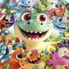 Jumbo Floor Puzzle for Kids Ages 4-6,48 Piece Cartoon Dinosaur Large Jigsaw Puzzles,Learning Toys for Toddlers Ages 3-5,Children Homeschool Educational Easter Gift for Boy Girl Ages 4-8(Cartoon Dinosaur)