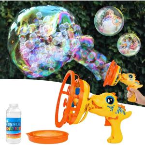 Bubble Gun Bubble Machine Dinosaur Bubble Blower Toy for Kids and Toddlers Bubble in Bubble Gun Party Favors Birthday Christmas Easter Gift for 3 4 5 6 7 8 9 Years Old Boys and Girls (Yellow)(Yellow)