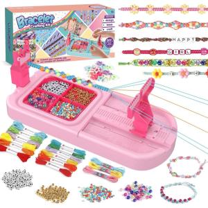 IFLOVE Arts and Crafts for Kids Ages 8-12,Friendship Bracelet Making Kit for Girl,DIY Arts and Crafts Maker for Kids,Jewelry Making Kit Christmas Gifts for Ages 6 7 8 9 10 11 12 Year Old (Rose)(Rose)