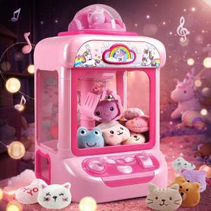 TingingYuli Claw Machine for Kids,Unicorn Mini Vending Machines Candy Grabber Prize Dispenser Toys for Girls,Electronic Arcade Game with 20 Mini Plush Toys for Christmas Easter Birthday Gifts(Unicorn)