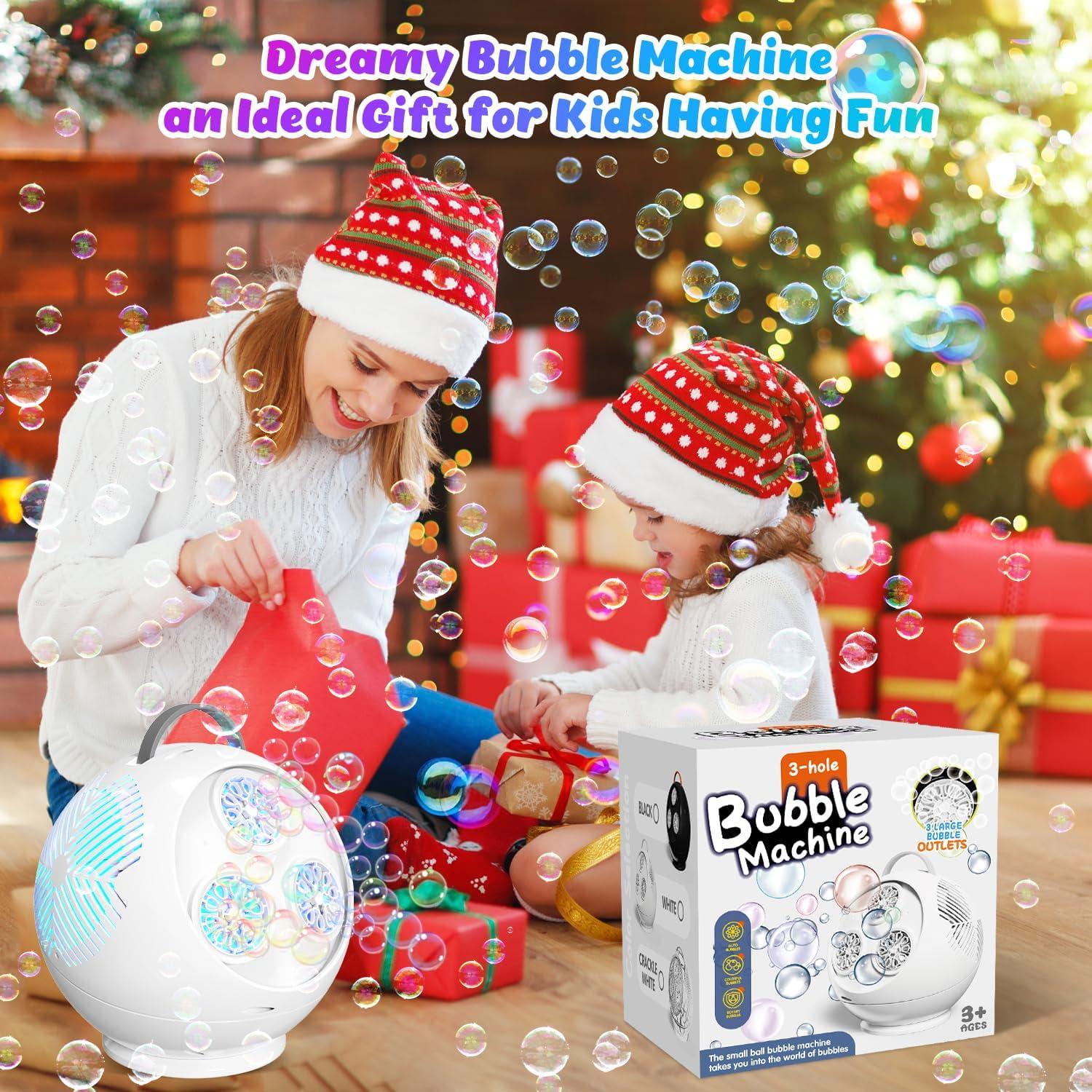 imageBubble Machine for Kids Toddlers45360 Auto Rotatable Spherical Bubble Maker Toy with LED LightRechargeable Bubble Blower for 3 4 5 Year OldWedding Party Easter Birthday Gifts Spherical WhiteSpherical White
