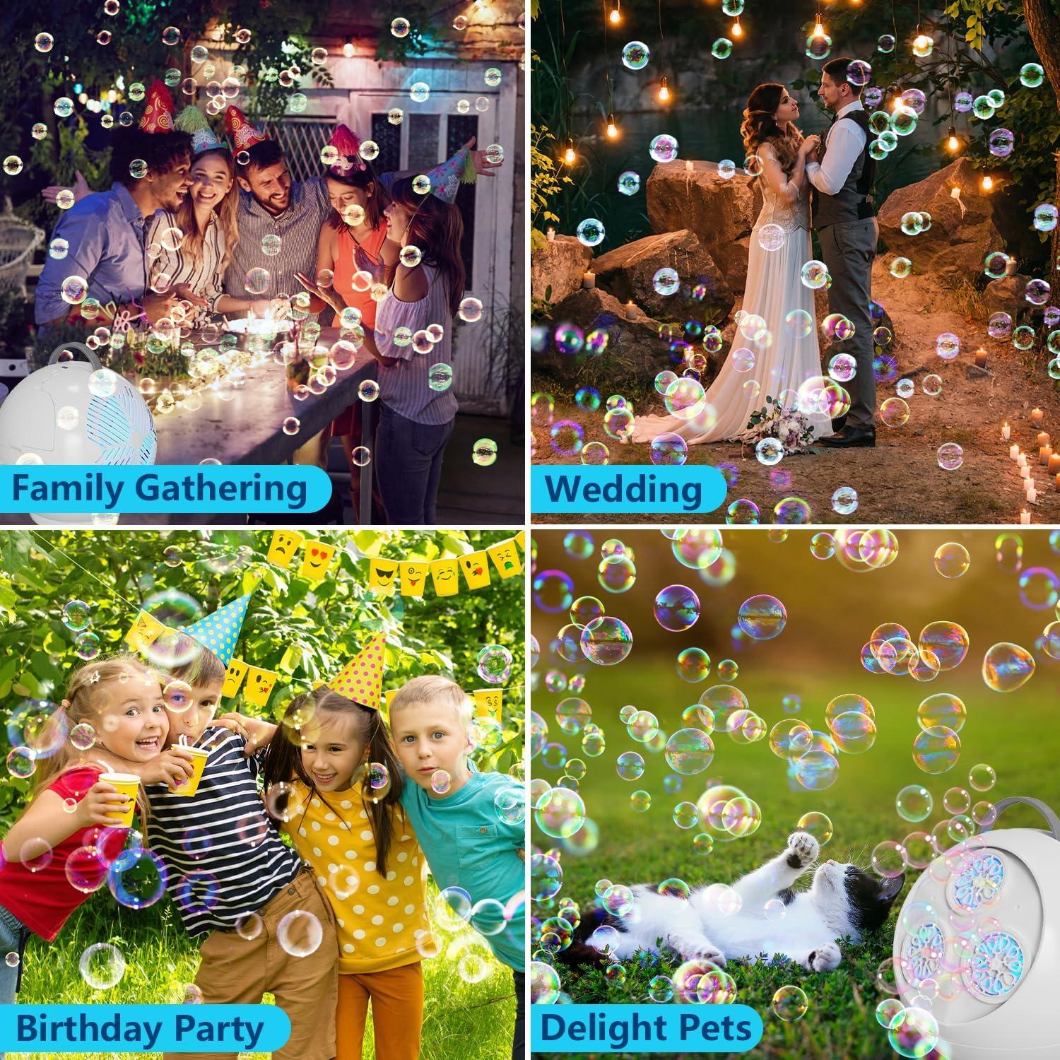 imageBubble Machine for Kids Toddlers45360 Auto Rotatable Spherical Bubble Maker Toy with LED LightRechargeable Bubble Blower for 3 4 5 Year OldWedding Party Easter Birthday Gifts Spherical WhiteSpherical White