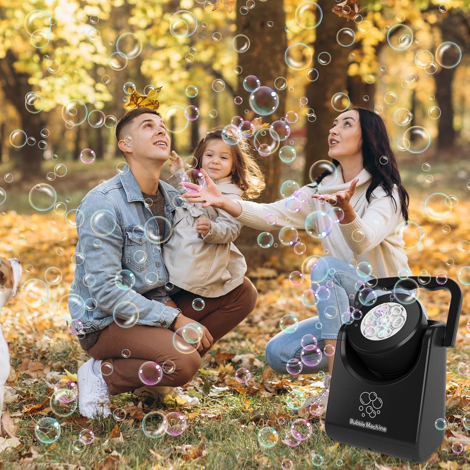 imageBubble Machine for Kids Toddlers45360 Auto Rotatable Spherical Bubble Maker Toy with LED LightRechargeable Bubble Blower for 3 4 5 Year OldWedding Party Easter Birthday Gifts Spherical WhiteHandheld Black