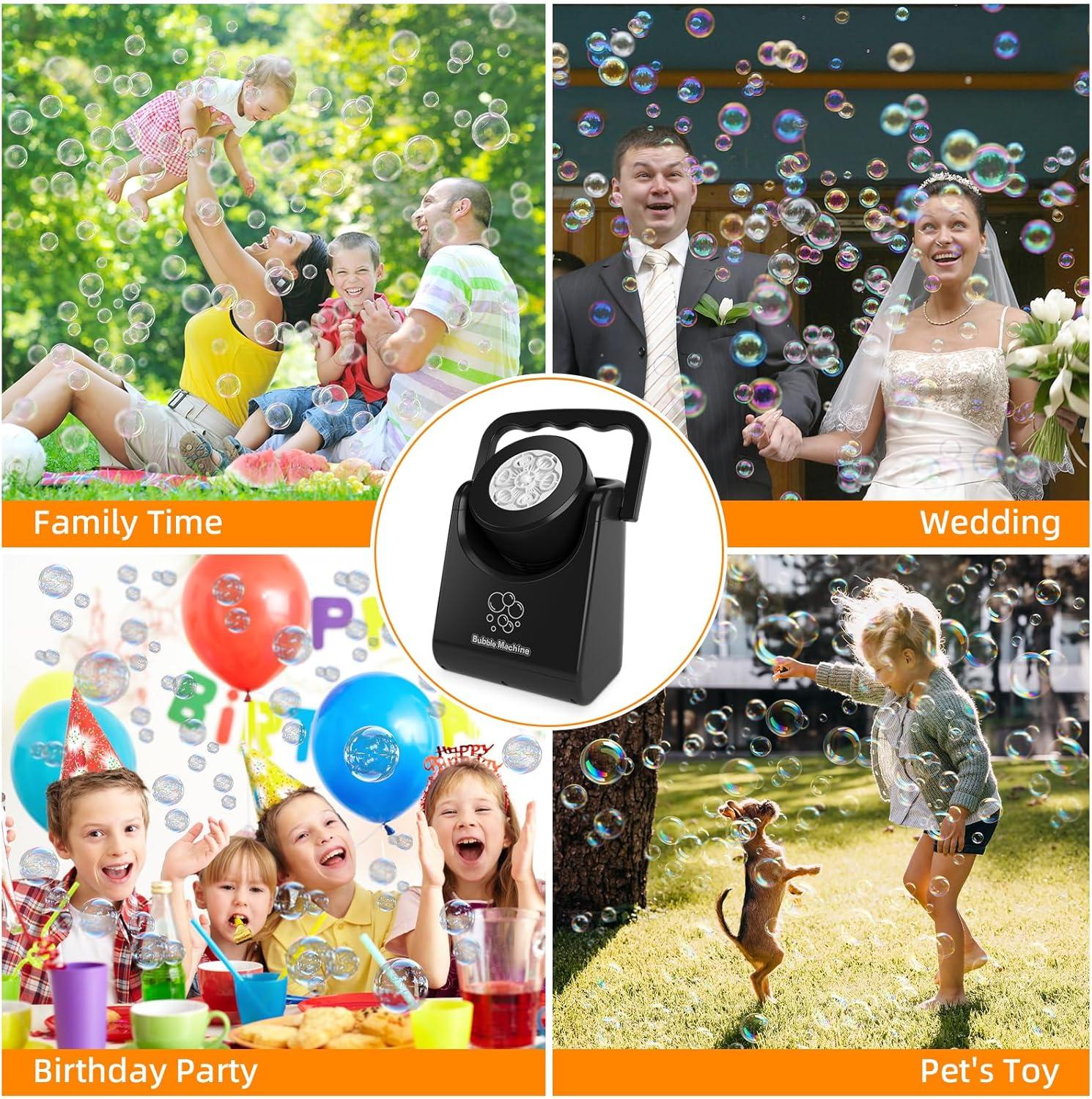 imageBubble Machine for Kids Toddlers45360 Auto Rotatable Spherical Bubble Maker Toy with LED LightRechargeable Bubble Blower for 3 4 5 Year OldWedding Party Easter Birthday Gifts Spherical WhiteHandheld Black