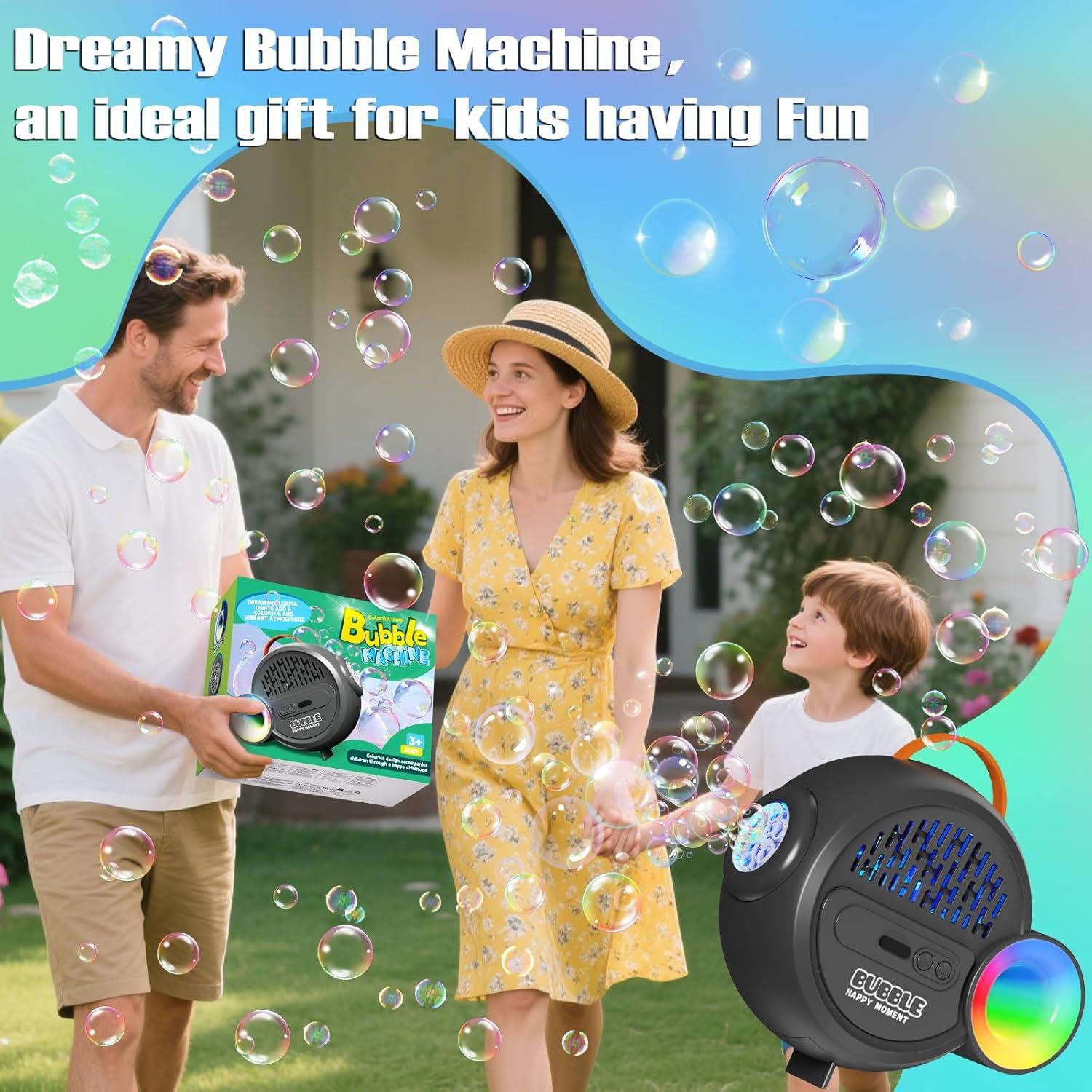 imageBubble Machine for Kids ToddlersAutomatic Bubble Maker with RGB LightRechargeable TypeC Charge Bubble BlowerBubble Toy for 3 4 5 6 7 Year Old Boy GirlOutdoor Party Wedding Birthday GiftsGray