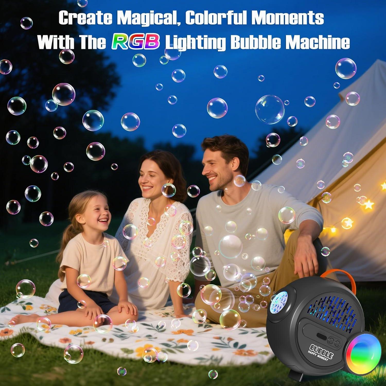 imageBubble Machine for Kids ToddlersAutomatic Bubble Maker with RGB LightRechargeable TypeC Charge Bubble BlowerBubble Toy for 3 4 5 6 7 Year Old Boy GirlOutdoor Party Wedding Birthday GiftsGray