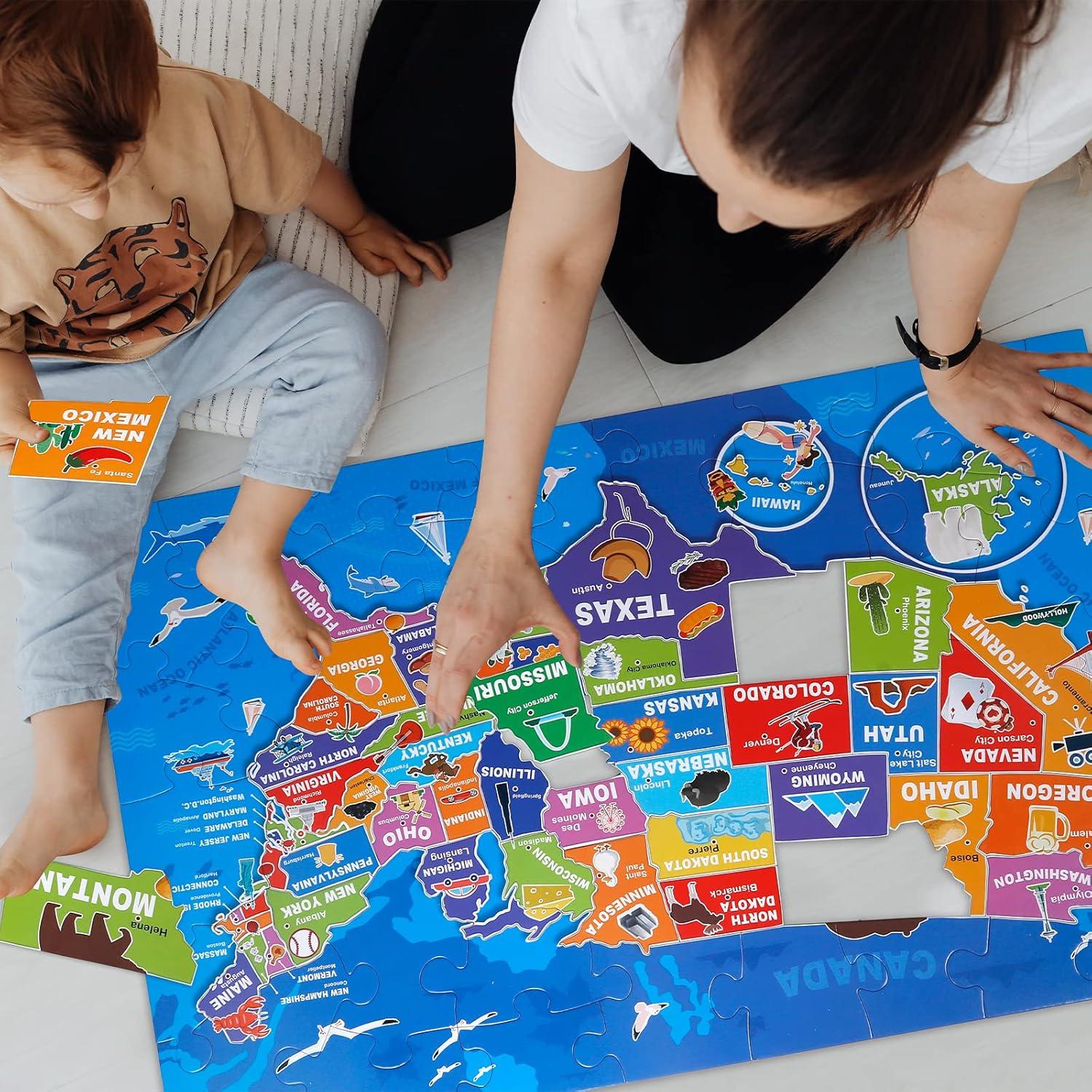imageJumbo Floor Puzzle for Kids Ages 48Solar System Jigsaw Puzzles48 Piece Space Large Puzzles for Toddler Ages 35Preschool Learning Planets Toys Christmas Birthday Gift for Boys GirlsUS Map