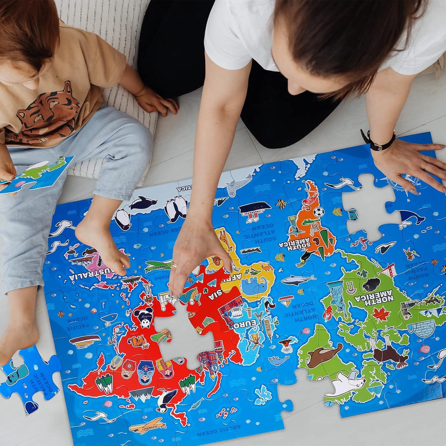 imageJumbo Floor Puzzle for Kids Ages 48Solar System Jigsaw Puzzles48 Piece Space Large Puzzles for Toddler Ages 35Preschool Learning Planets Toys Christmas Birthday Gift for Boys GirlsWorld Map