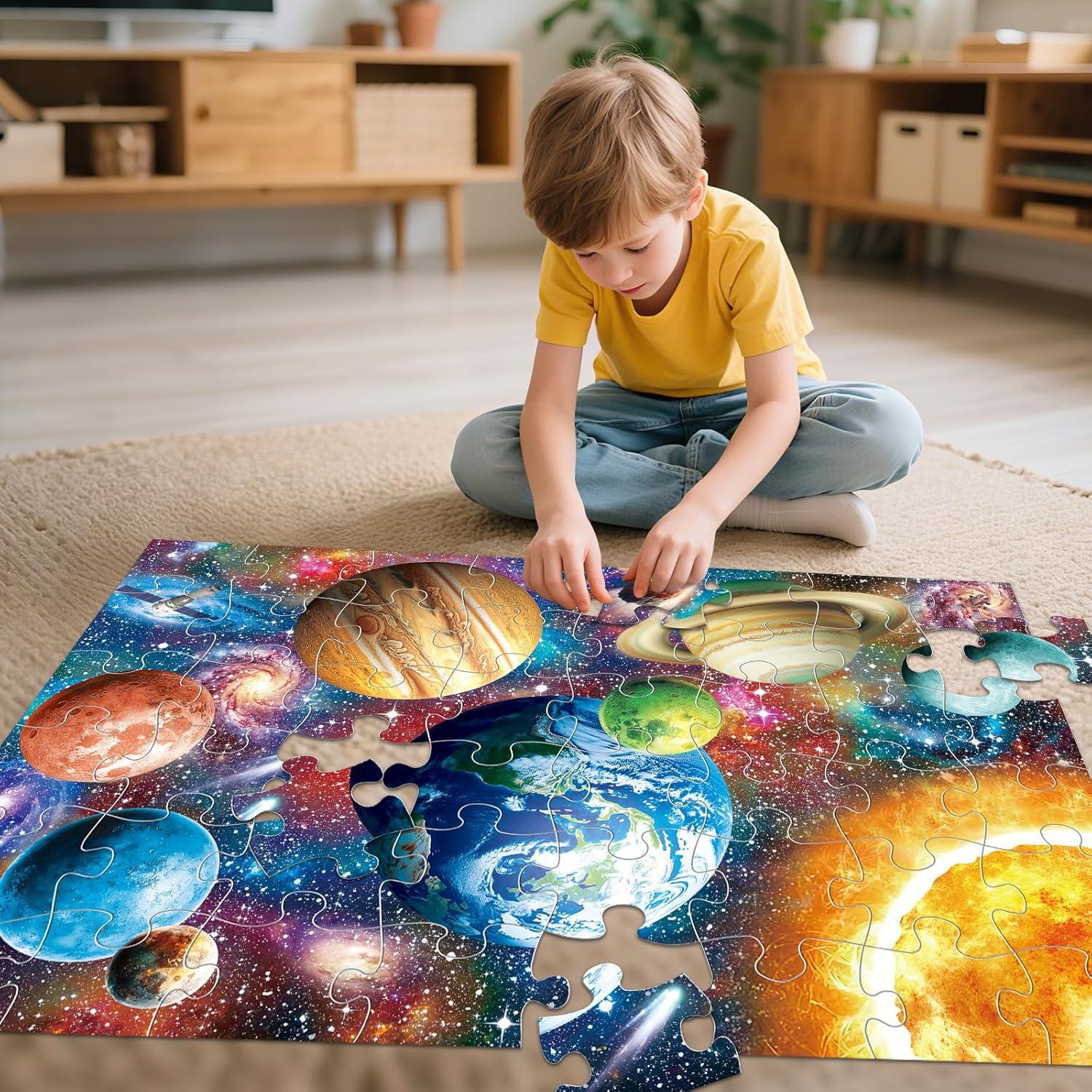 imageJumbo Floor Puzzle for Kids Ages 48Solar System Jigsaw Puzzles48 Piece Space Large Puzzles for Toddler Ages 35Preschool Learning Planets Toys Christmas Birthday Gift for Boys GirlsGalactic