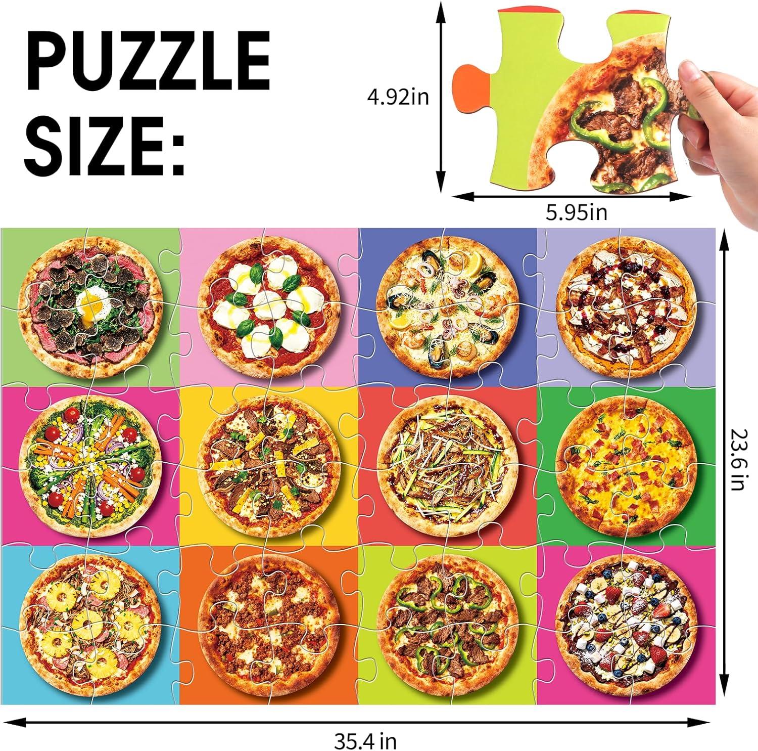 imageJumbo Floor Puzzle for Kids48 Hot Dog Pizza Jigsaw PuzzlesLearning Educational Foods Toys for Toddlers Ages 35Colorful Design Children Easter Gift for Boy Girl Ages 48Pizza