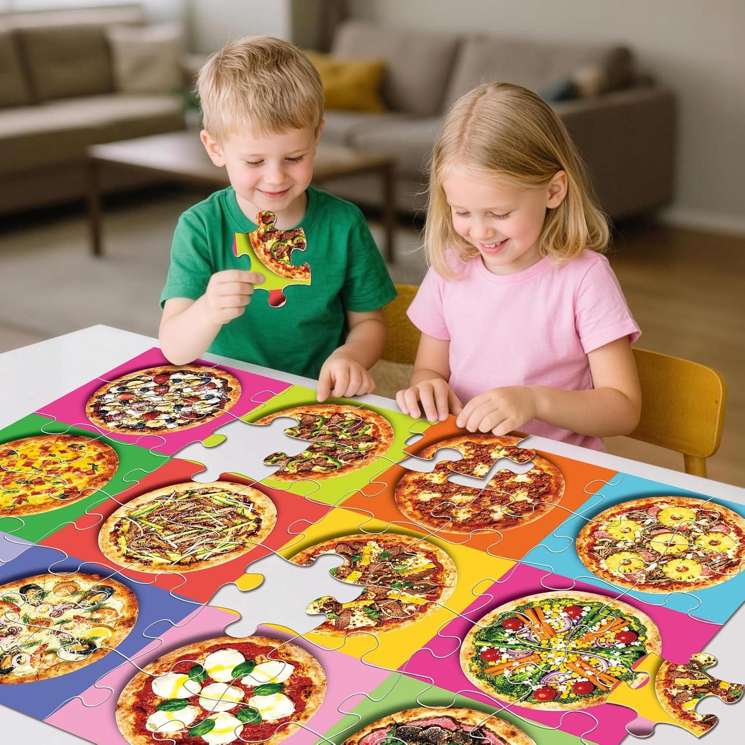 imageJumbo Floor Puzzle for Kids48 Hot Dog Pizza Jigsaw PuzzlesLearning Educational Foods Toys for Toddlers Ages 35Colorful Design Children Easter Gift for Boy Girl Ages 48Pizza