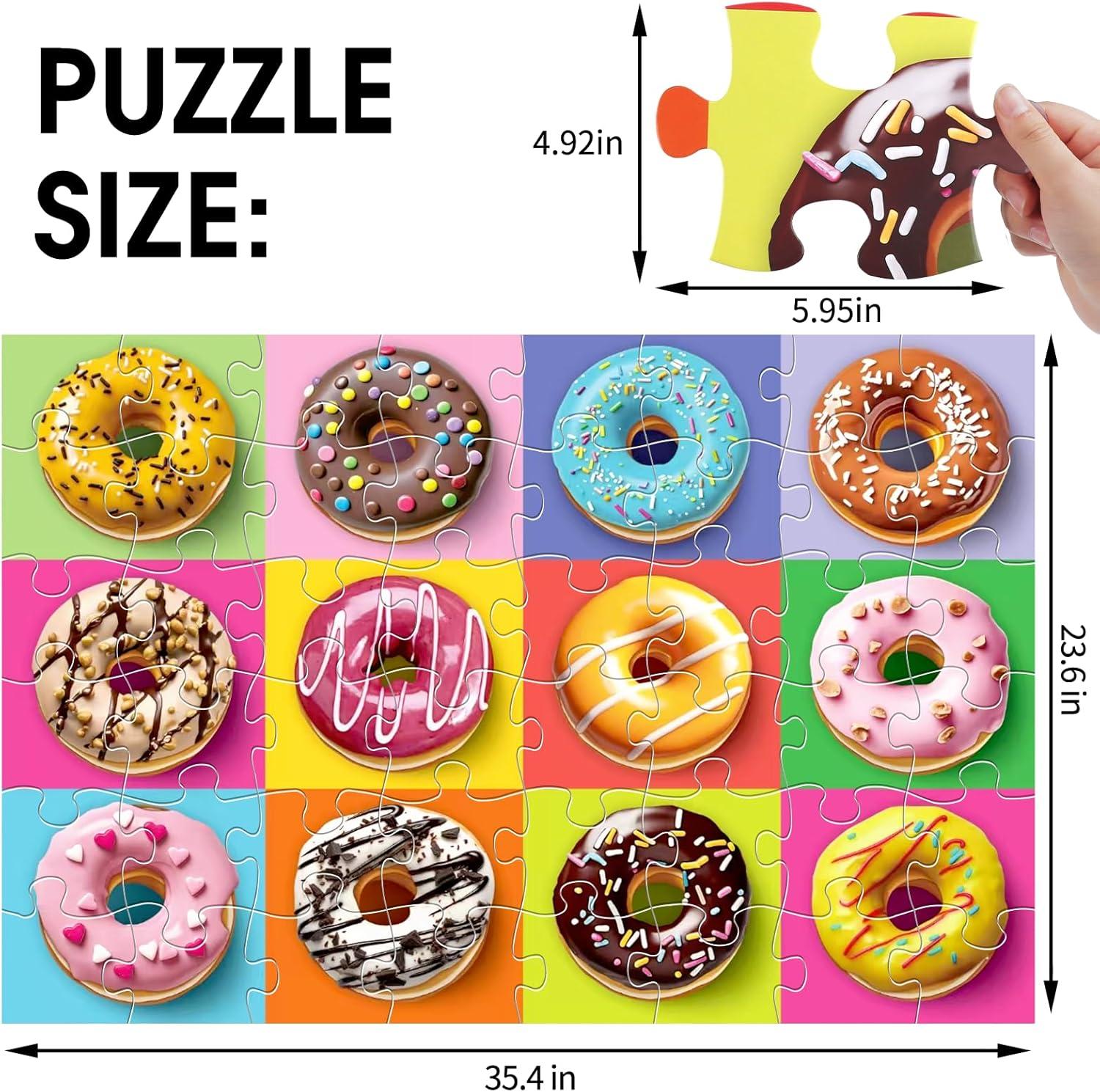 imageJumbo Floor Puzzle for Kids48 Piece Colorful Donuts Jigsaw PuzzlesLearning Educational Toys for Toddlers Ages 35Children Gift for Boy Girl Ages 48 Donut