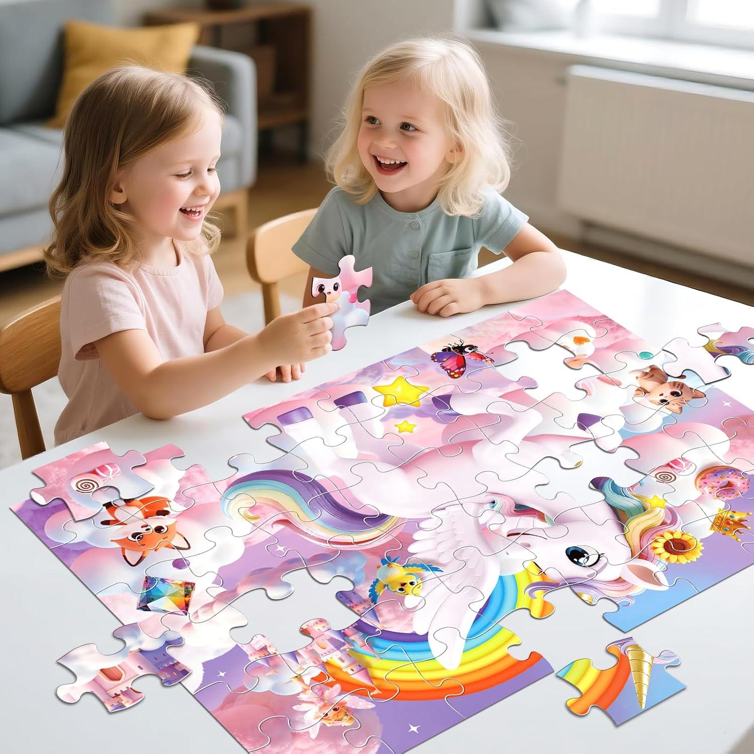 imageJumbo Floor Puzzle for Kids48 Piece Unicorn Large Jigsaw PuzzlesCute Puzzle for Toddler Ages 35Fun Educational Toy Easter Gift for Boys amp Girls Ages 48Unicorn