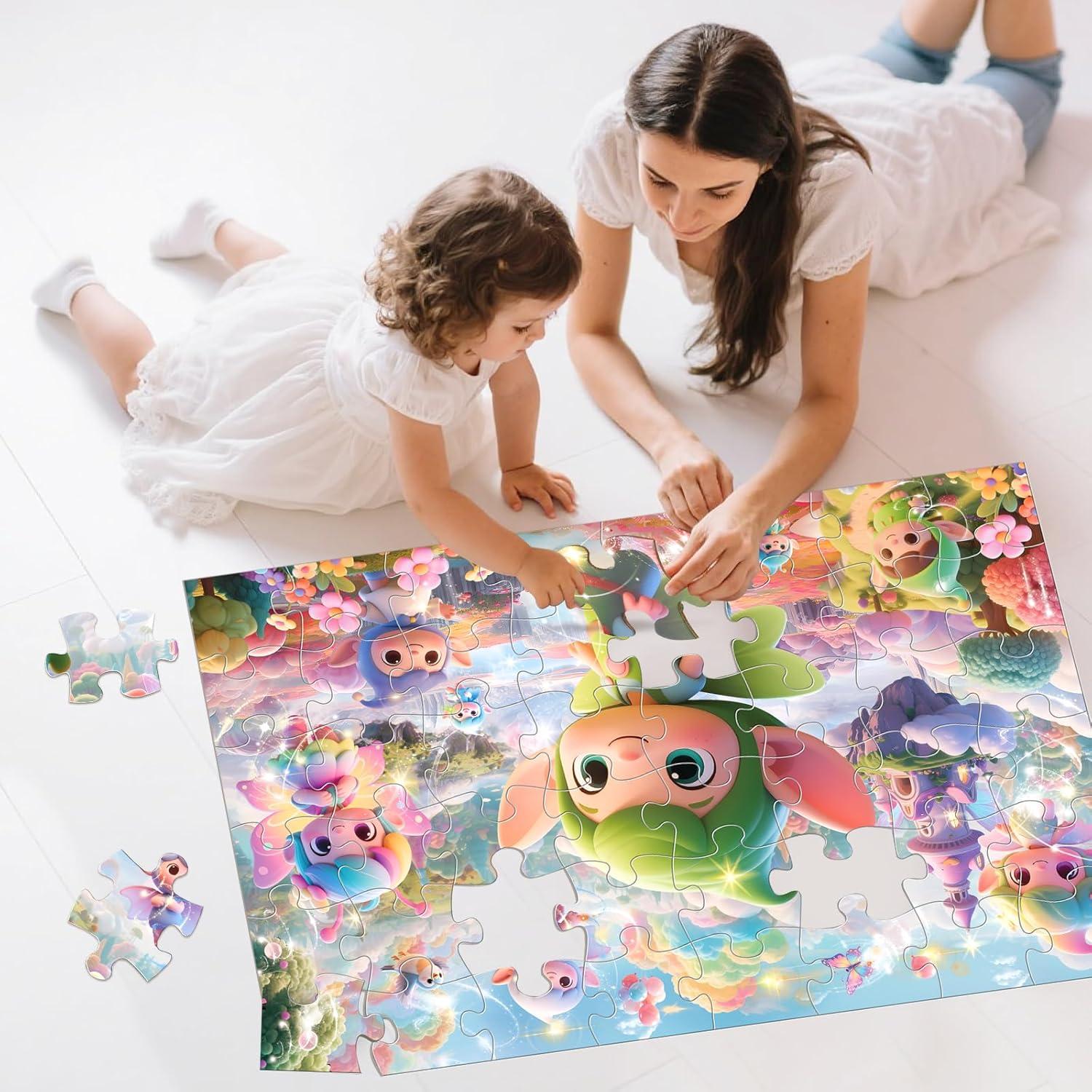 imageJumbo Floor Puzzle for Kids48 Piece Unicorn Large Jigsaw PuzzlesPuzzle for Toddler Ages 35Fun Educational Preschool Learning Toy Easter Gift for Boys amp Girls Ages 48Fairy