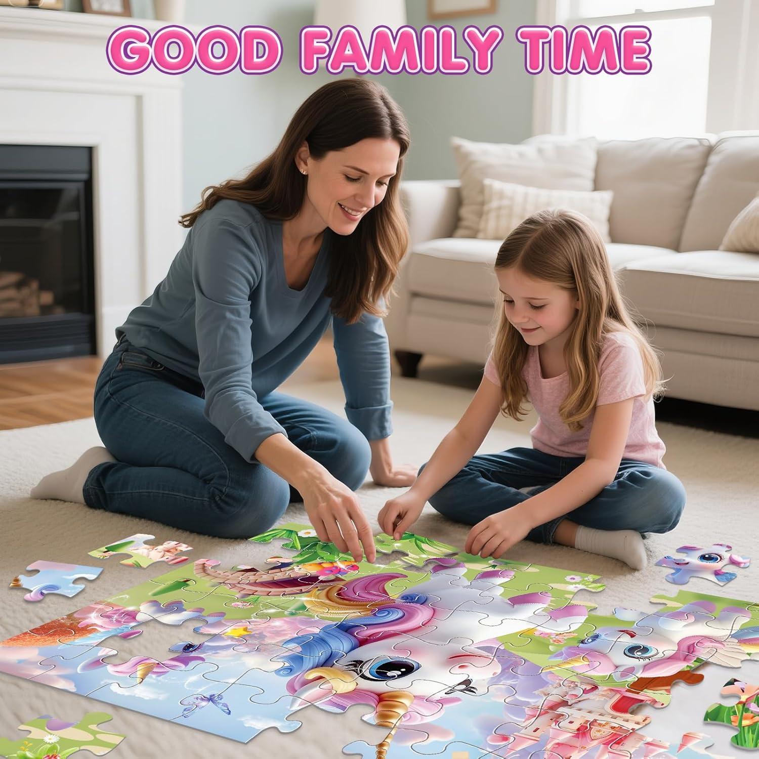 imageJumbo Floor Puzzle for Kids48 Piece Unicorn Large Jigsaw PuzzlesPuzzle for Toddler Ages 35Fun Educational Preschool Learning Toy Easter Gift for Boys amp Girls Ages 48Unicorn