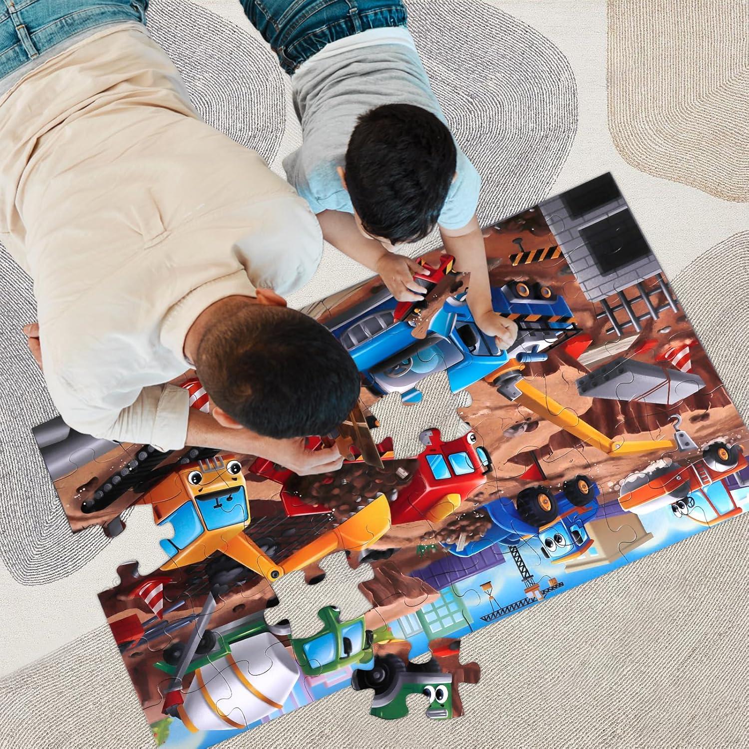 imageJumbo Floor Puzzle for KidsCity Transportation Jigsaw Large Puzzles48 Piece City Life Vehicle Puzzle for Toddler Ages 35Children Learning Preschool Educational ToysGift for 48 Years OldConstruction Site