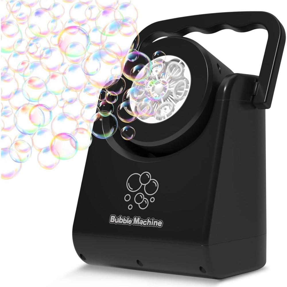 imageBubble Machine for Kids Toddlers45360 Auto Rotatable Spherical Bubble Maker Toy with LED LightRechargeable Bubble Blower for 3 4 5 Year OldWedding Party Easter Birthday Gifts Spherical WhiteHandheld Black