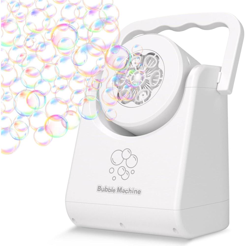 imageBubble Machine for Kids Toddlers45360 Auto Rotatable Spherical Bubble Maker Toy with LED LightRechargeable Bubble Blower for 3 4 5 Year OldWedding Party Easter Birthday Gifts Spherical WhiteHandheld White