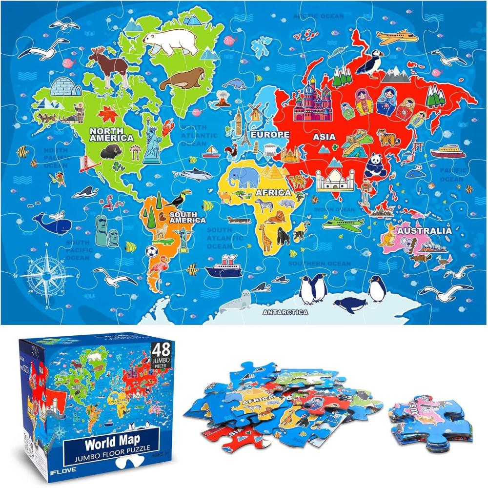 imageJumbo Floor Puzzle for Kids Ages 48Solar System Jigsaw Puzzles48 Piece Space Large Puzzles for Toddler Ages 35Preschool Learning Planets Toys Christmas Birthday Gift for Boys GirlsWorld Map