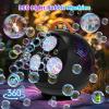 Bubble Machine for Kids Toddlers,45°/360° Auto Rotatable Spherical Bubble Maker Toy with LED Light,Rechargeable Bubble Blower for 3 4 5 Year Old,Wedding Party Easter Birthday Gifts (Spherical White)(Spherical Black)