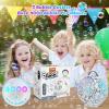 Bubble Machine for Kids Toddlers,45°/360° Auto Rotatable Spherical Bubble Maker Toy with LED Light,Rechargeable Bubble Blower for 3 4 5 Year Old,Wedding Party Easter Birthday Gifts (Spherical White)(Spherical White Crack)