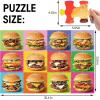 Jumbo Floor Puzzle for Kids,48 Hot Dog Pizza Jigsaw Puzzles,Learning Educational Foods Toys for Toddlers Ages 3-5,Colorful Design Children Easter Gift for Boy Girl Ages 4-8(Hamburger)