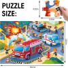 Jumbo Floor Puzzle for Kids,City Transportation Jigsaw Large Puzzles,48 Piece City Life Vehicle Puzzle for Toddler Ages 3-5,Children Learning Preschool Educational Toys,Gift for 4-8 Years Old(Fire Rescue)