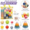 Montessori Toys for Babies,Soft Stacking Building Blocks Rings Balls Sets,3 in 1 Baby Toy Bundle,Sensory Toy for 6-12 Months, Soft Teething Toys,Baby Easter Basket Birthday Gifts for Boy Girl(3 IN 1 Set-2)