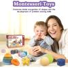Montessori Toys for Babies,Soft Stacking Building Blocks Rings Balls Sets,3 in 1 Baby Toy Bundle,Sensory Toy for 6-12 Months, Soft Teething Toys,Baby Easter Basket Birthday Gifts for Boy Girl(3 IN 1 Set-2)
