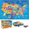 Jumbo Floor Puzzle for Kids Ages 4-8,Solar System Jigsaw Puzzles,48 Piece Space Large Puzzles for Toddler Ages 3-5,Preschool Learning Planets Toys Christmas Birthday Gift for Boys Girls(US Map)