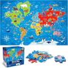 Jumbo Floor Puzzle for Kids Ages 4-8,Solar System Jigsaw Puzzles,48 Piece Space Large Puzzles for Toddler Ages 3-5,Preschool Learning Planets Toys Christmas Birthday Gift for Boys Girls(World Map)