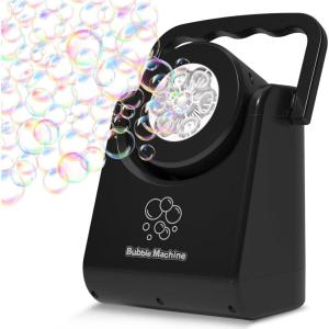 Bubble Machine for Kids Toddlers,45°/360° Auto Rotatable Spherical Bubble Maker Toy with LED Light,Rechargeable Bubble Blower for 3 4 5 Year Old,Wedding Party Easter Birthday Gifts (Spherical White)(Handheld Black)