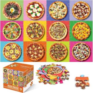 Jumbo Floor Puzzle for Kids,48 Hot Dog Pizza Jigsaw Puzzles,Learning Educational Foods Toys for Toddlers Ages 3-5,Colorful Design Children Easter Gift for Boy Girl Ages 4-8(Pizza)
