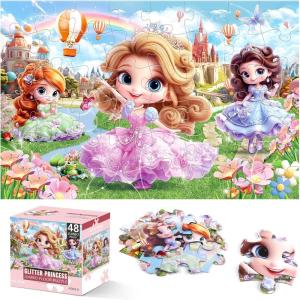 Jumbo Floor Puzzle for Kids,48 Piece Unicorn Large Jigsaw Puzzles,Puzzle for Toddler Ages 3-5,Fun Educational Preschool Learning Toy Easter Gift for Boys & Girls Ages 4-8(Princess)